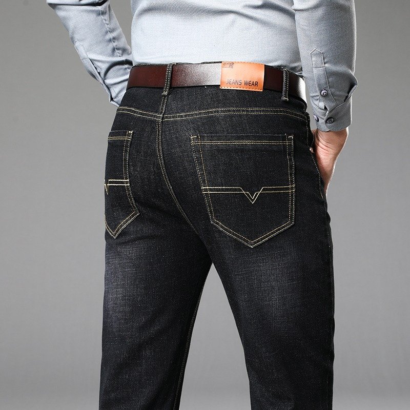 New denim men's slim fit straight men's pants with elastic oversized pants suitable for business and casual Matching