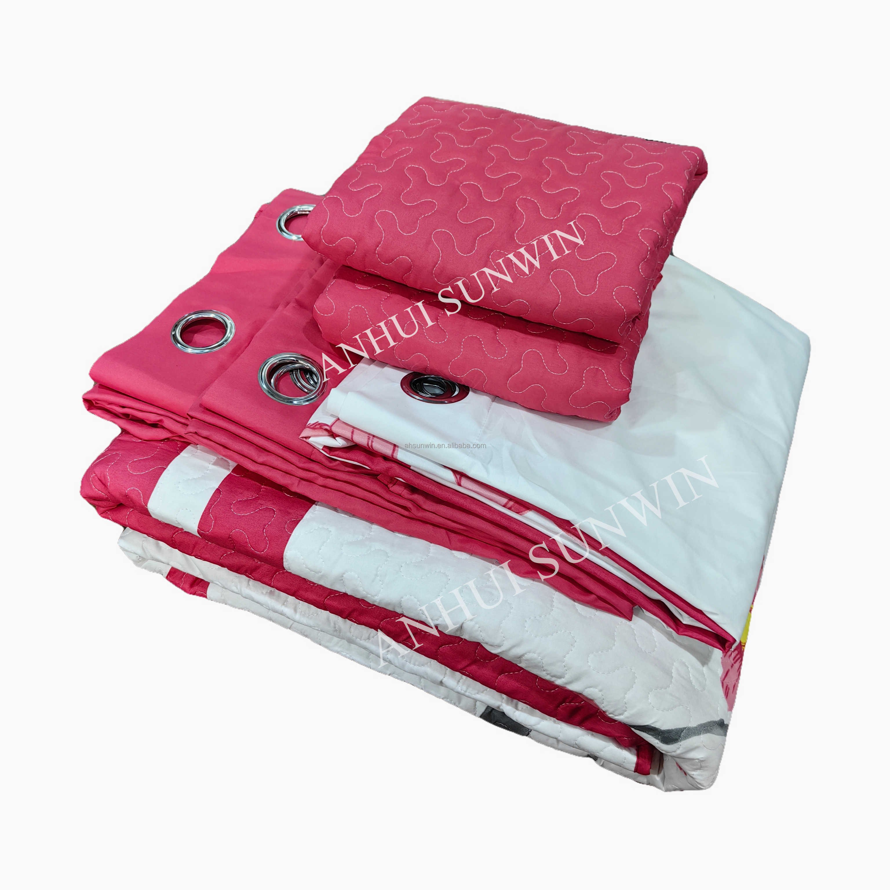 Low MOQ king size bedspread nantong factory bedding sets with matching curtains high quality