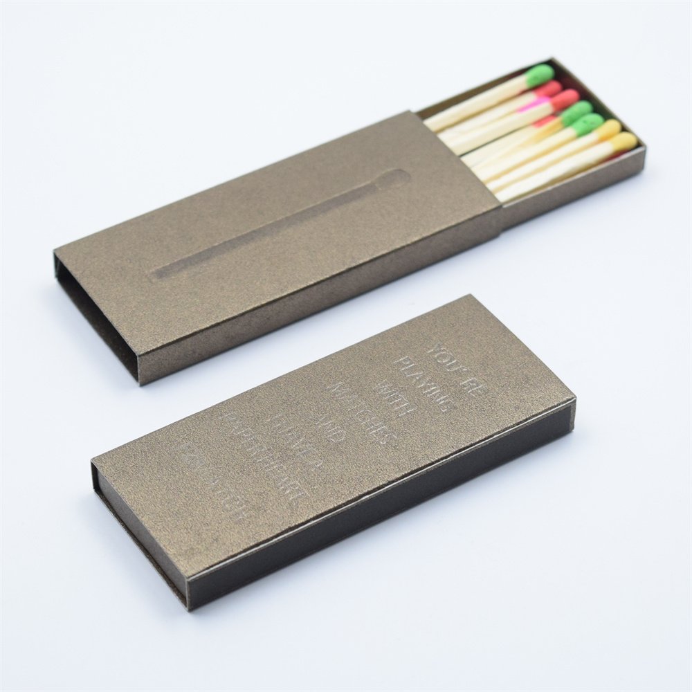 2024 New Gift Box Matches High Quality Colored Candle Matches Hard Outer Box Customized Stamped Logo Box Matches