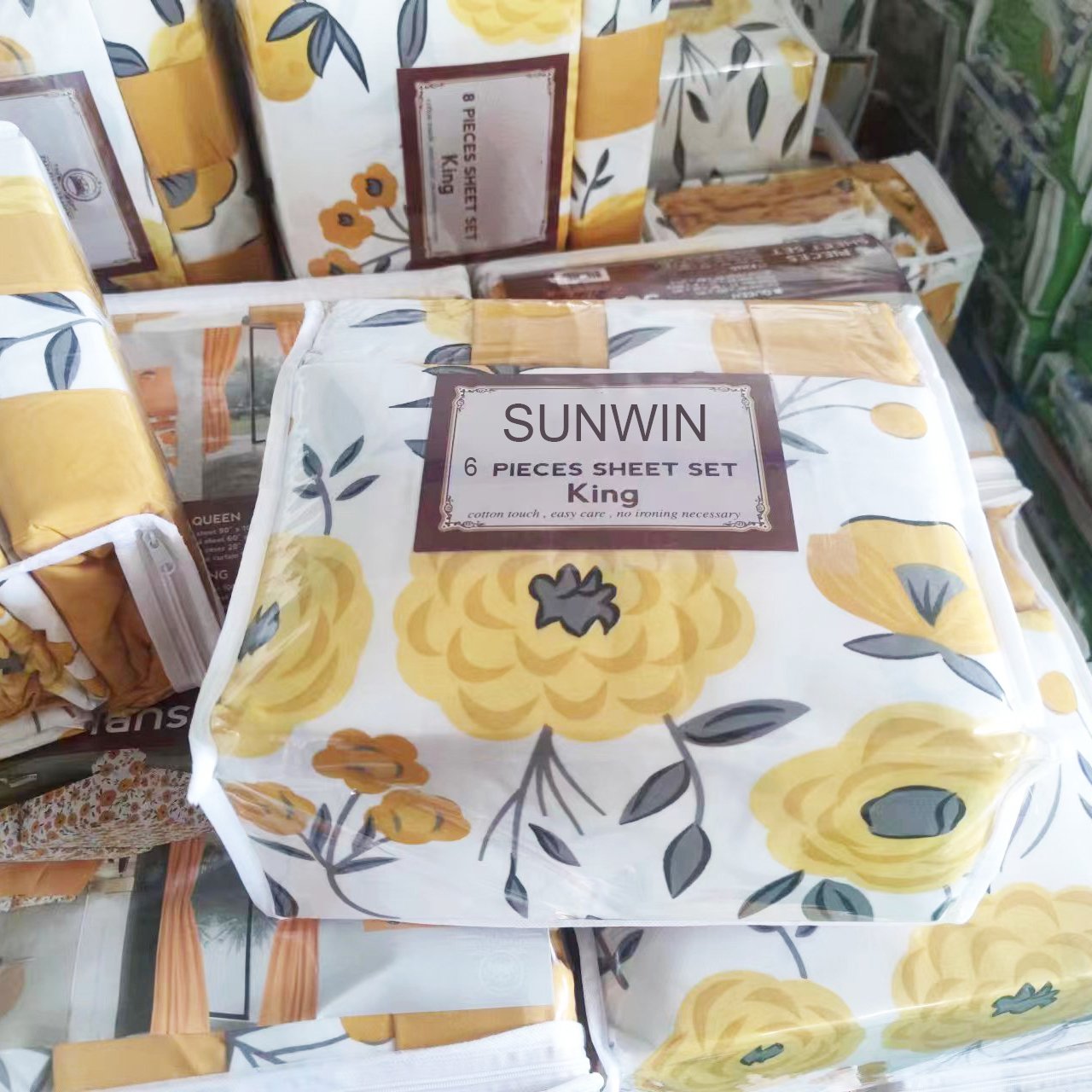 SUNWIN Factory Wholesale Microfiber 6/8 Pieces Sheet Set Printed Bedding Sets With Matching Curtains