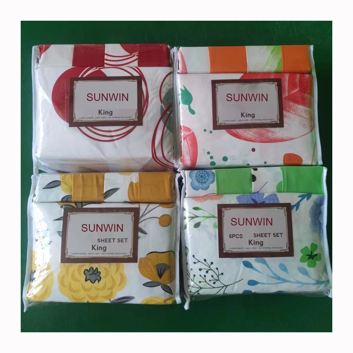 SUNWIN Factory Wholesale Microfiber 6/8 Pieces Sheet Set Printed Bedding Sets With Matching Curtains