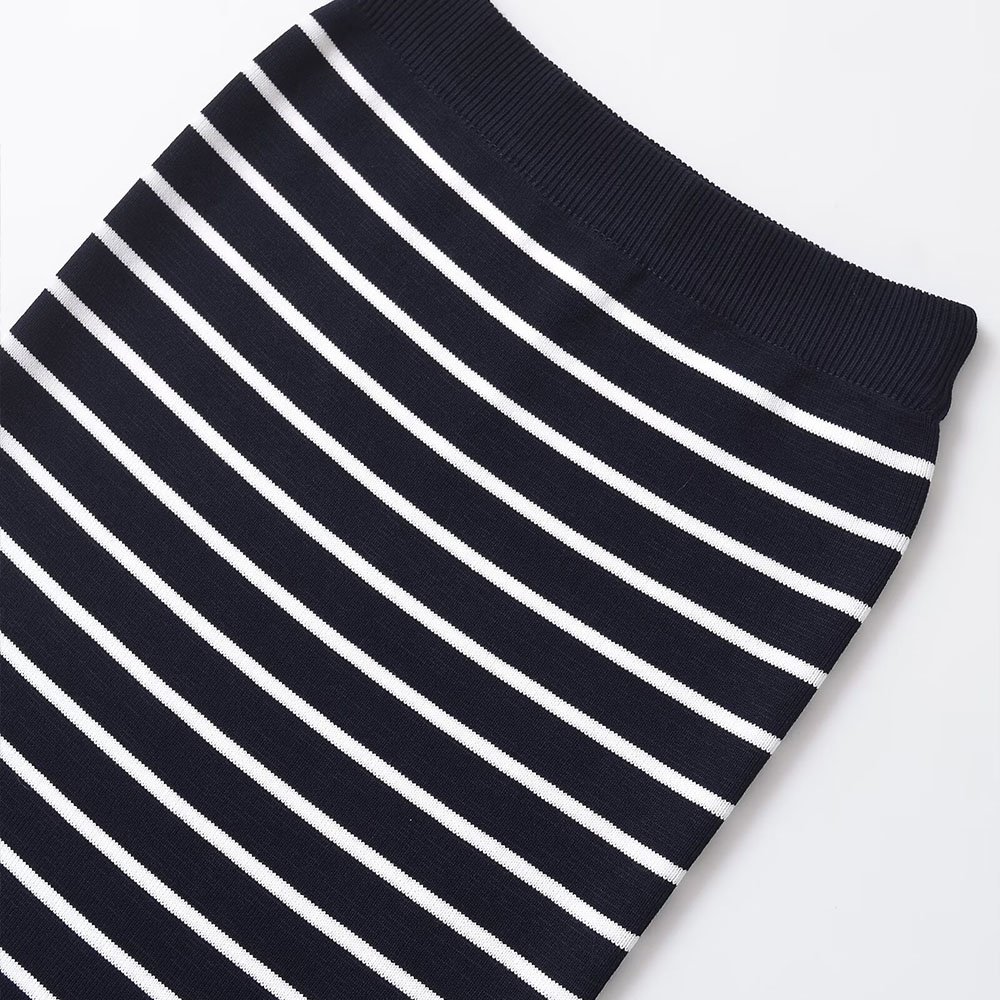 PB&ZA Women 2024 New Fashion Striped printed knitted matching straight Skirt Vintage High Waist Female Skirts Mujer