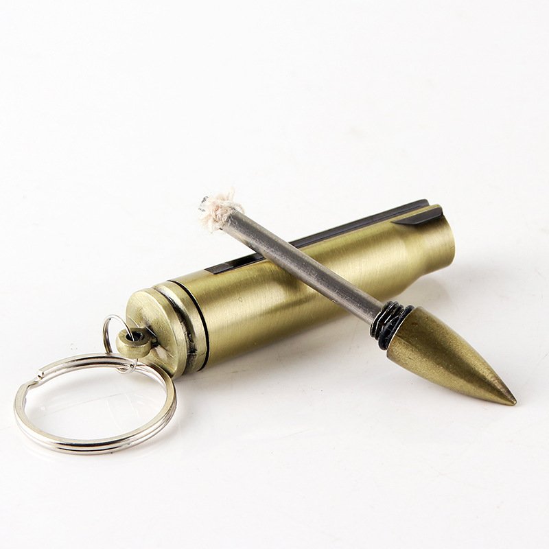 wholesale Mini metal bullet shape flint match lighter with key chain bullet shape lighter