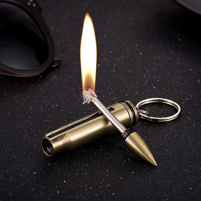 wholesale Mini metal bullet shape flint match lighter with key chain bullet shape lighter