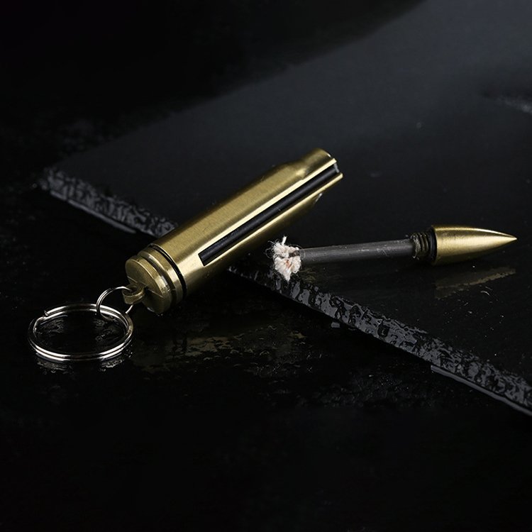 wholesale Mini metal bullet shape flint match lighter with key chain bullet shape lighter