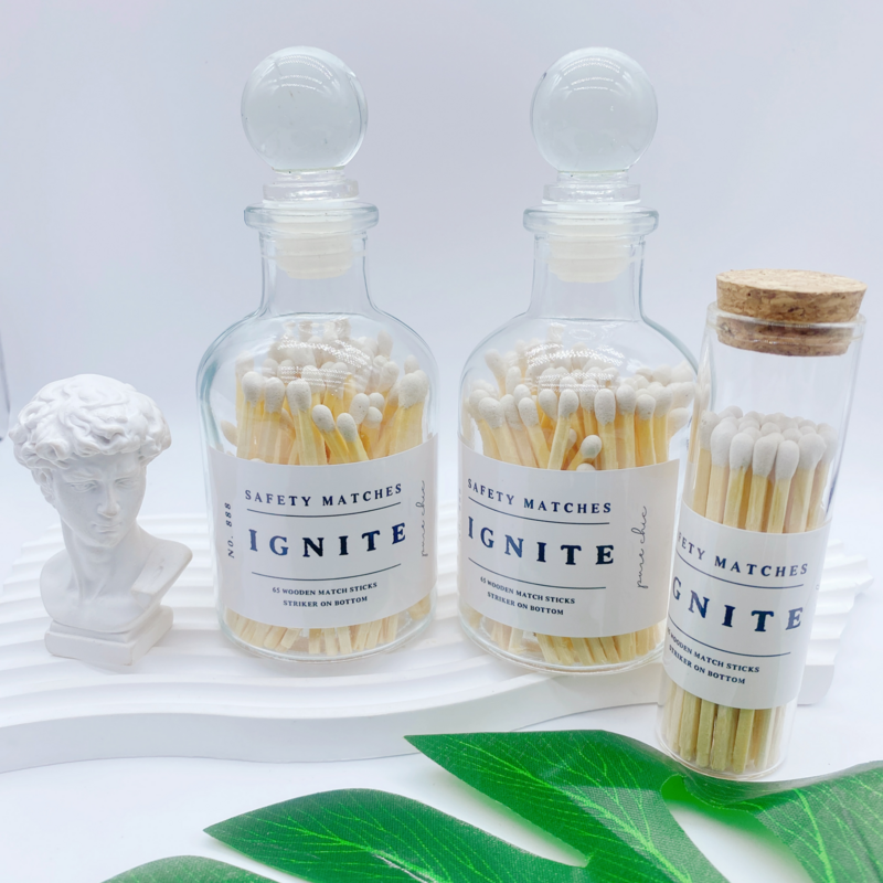 Wooden Matchsticks In Bottle Candle Custom Label Aromatherapy New Custom Colorful Match Sticks In Glass Jar Bottle Matche