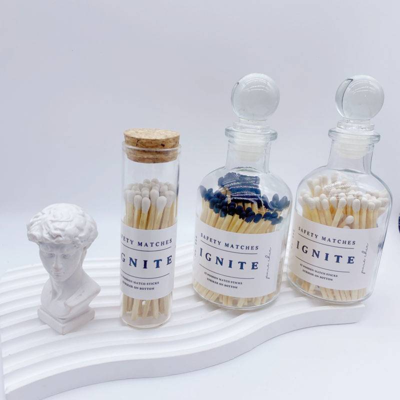 Wooden Matchsticks In Bottle Candle Custom Label Aromatherapy New Custom Colorful Match Sticks In Glass Jar Bottle Matche