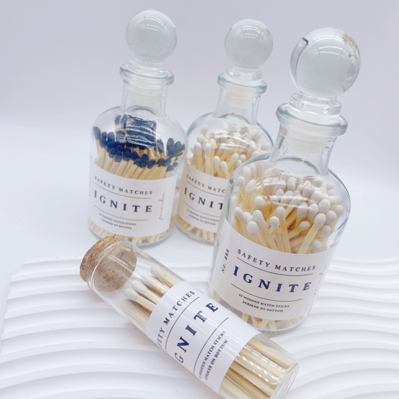Wooden Matchsticks In Bottle Candle Custom Label Aromatherapy New Custom Colorful Match Sticks In Glass Jar Bottle Matche
