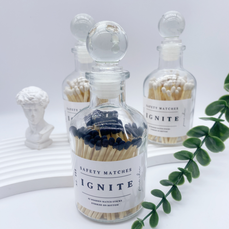 Wooden Matchsticks In Bottle Candle Custom Label Aromatherapy New Custom Colorful Match Sticks In Glass Jar Bottle Matche