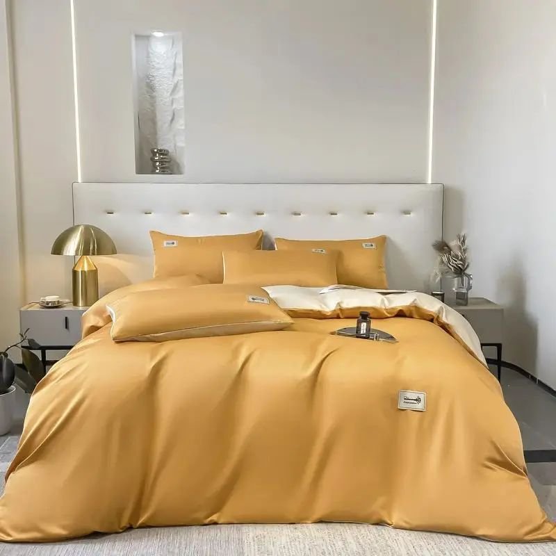 Cotton King Size Custom 8 Piece Silk Sheets Pillowcase 100% Cotton Satin Bedding Sets Duvet Cover With Curtains