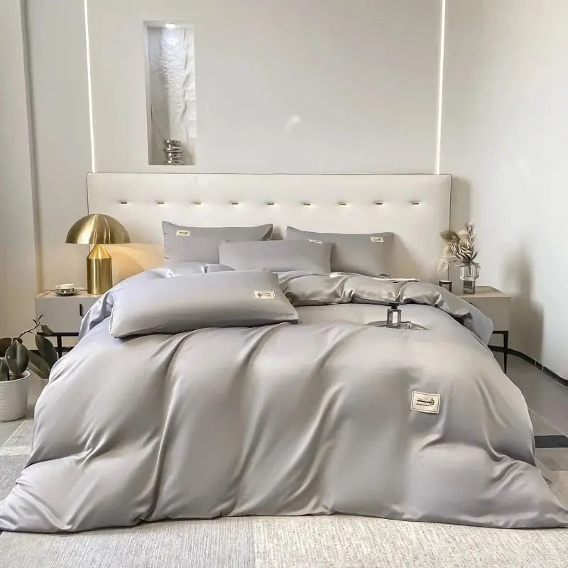 Cotton King Size Custom 8 Piece Silk Sheets Pillowcase 100% Cotton Satin Bedding Sets Duvet Cover With Curtains