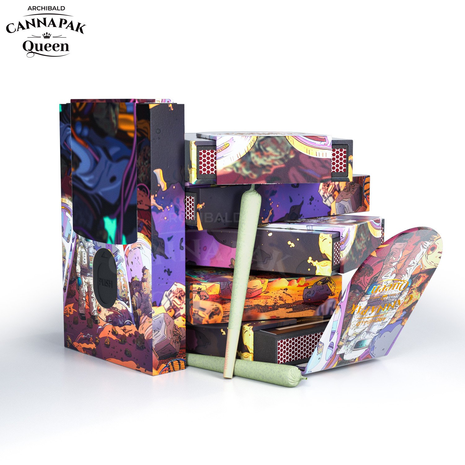 Archibald China Exported Manufacturer Tobacco Box Cr Childproof Slide Out Cassette Tape Pre Roll Packaging With Match
