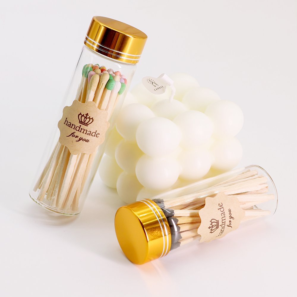 Wholesale Customized Glass Bottle Matches Colored Head Wooden Matchsticks For Match Jar