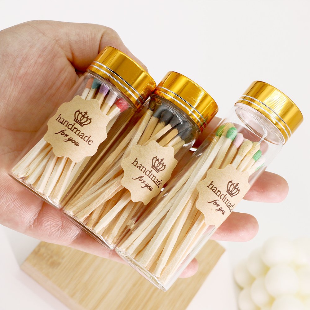 Wholesale Customized Glass Bottle Matches Colored Head Wooden Matchsticks For Match Jar