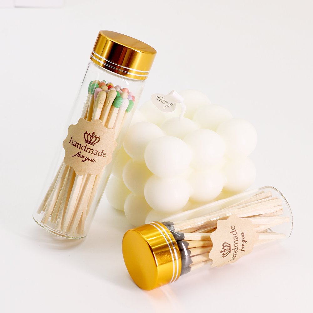 Wholesale Customized Glass Bottle Matches Colored Head Wooden Matchsticks For Match Jar