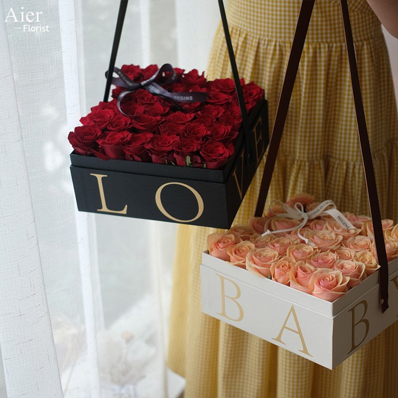 Aierflorist Flower gift box high-grade portable square empty box birthday gift world cover packing box