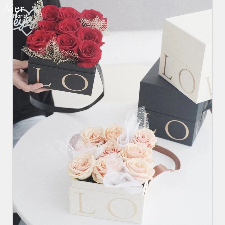 Aierflorist Flower gift box high-grade portable square empty box birthday gift world cover packing box