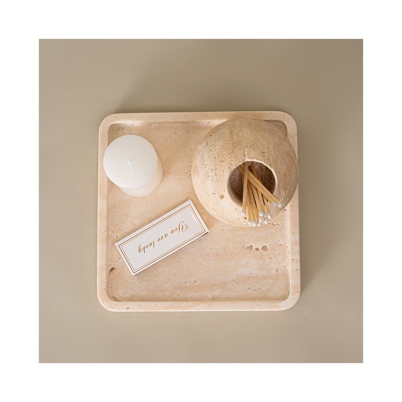 Natural travertine match holder swab cans Nordic style home ornaments