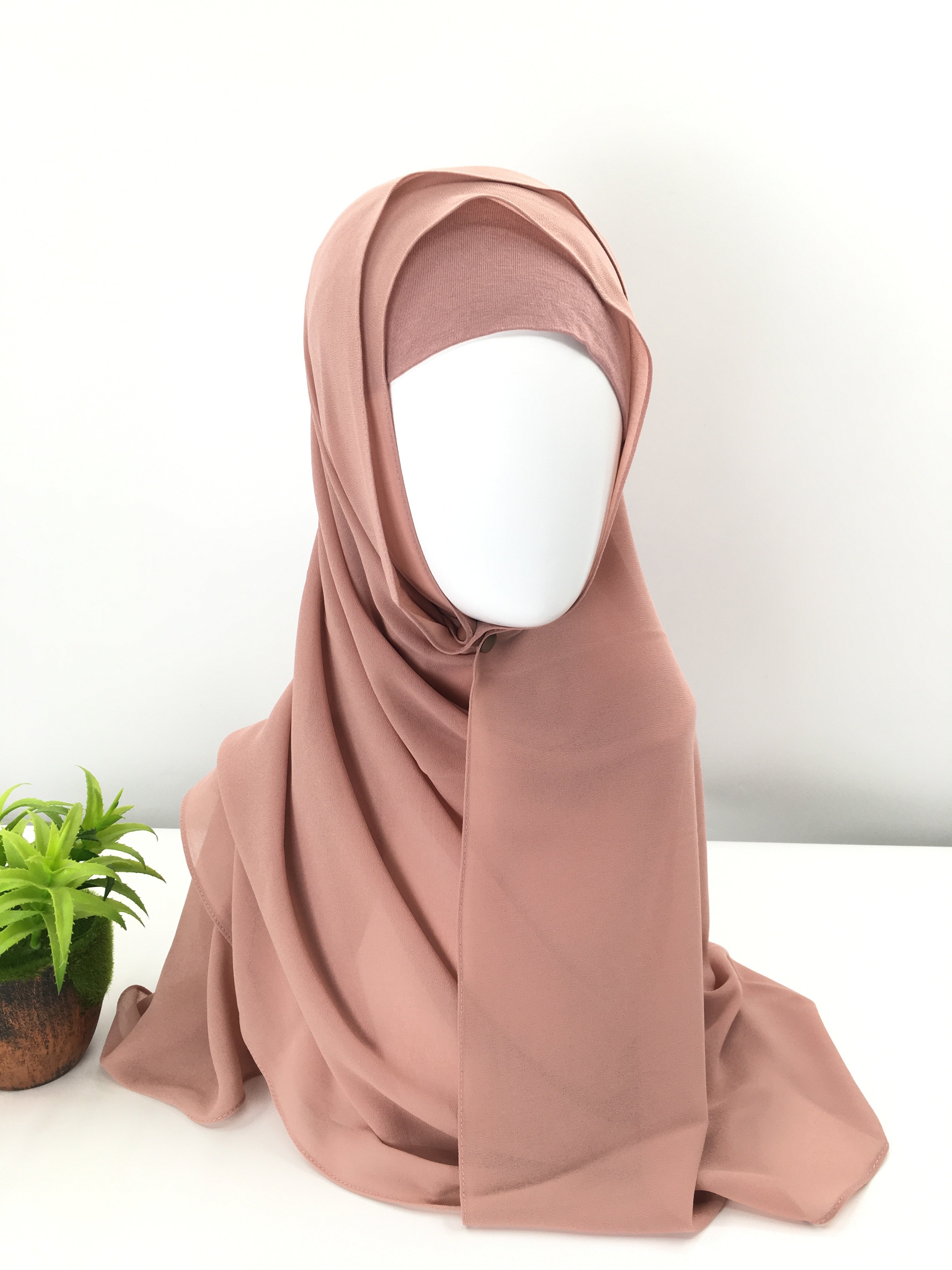 Hot Selling Finest Hijab Two Piece Prefect Chiffon Hijab Set Matching Color With inner cap