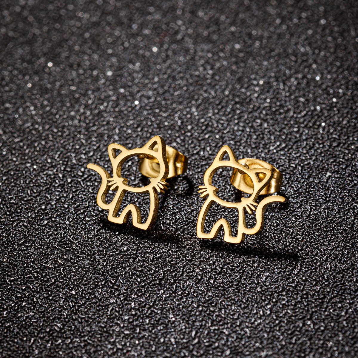 Niche Design Sweet Cute Lady Kitten Earrings All Match Personality Temperament Simple Animal Earrings