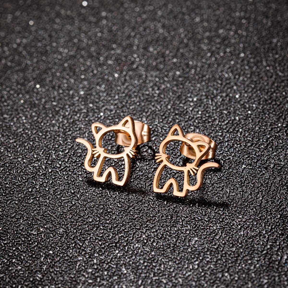 Niche Design Sweet Cute Lady Kitten Earrings All Match Personality Temperament Simple Animal Earrings