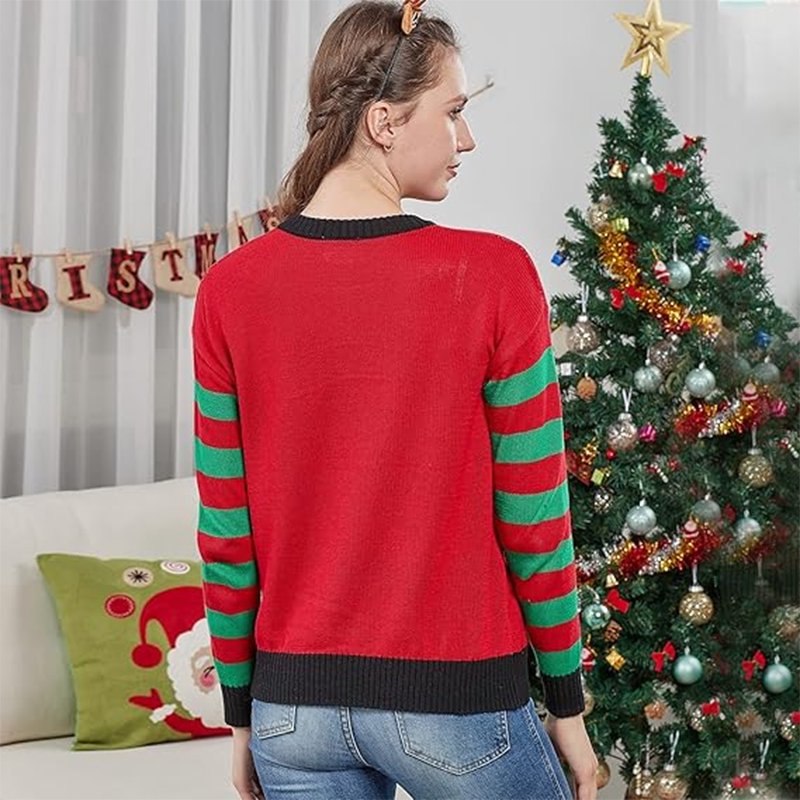 2025 Ugly Christmas Sweaters Family Matching Dinosaur Crew Neck Knitted Sweaters Pullover for Holiday Party Festival Outfits