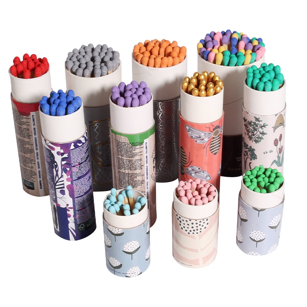 Long Matchsticks Design Paper Packaging Different Matches Tips Colors Custom Match Box with Matches