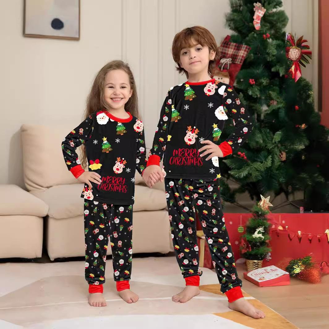 Family Christmas Pajamas Set Matching Sleepwear Long Sleeve Santa Claus Print