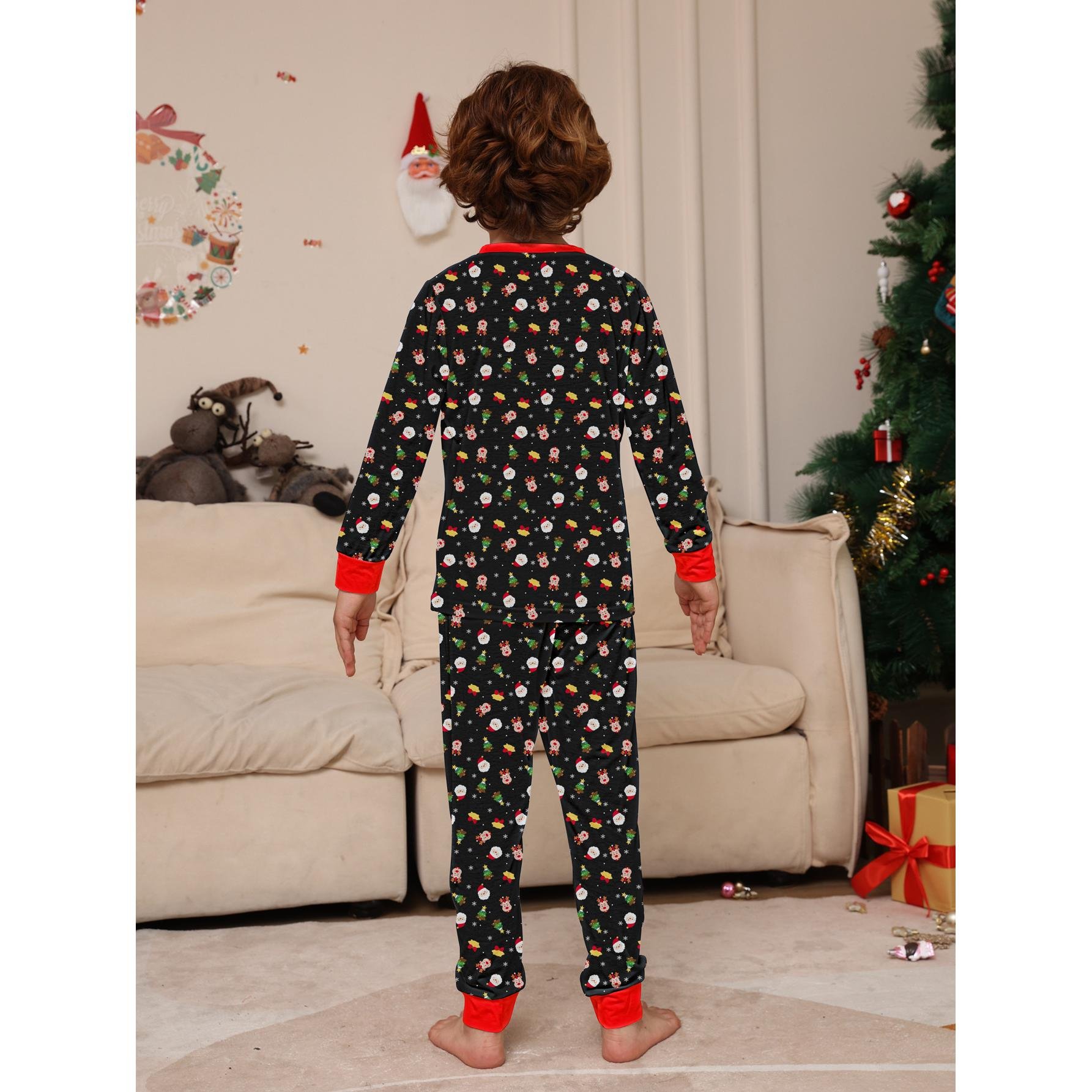Family Christmas Pajamas Set Matching Sleepwear Long Sleeve Santa Claus Print