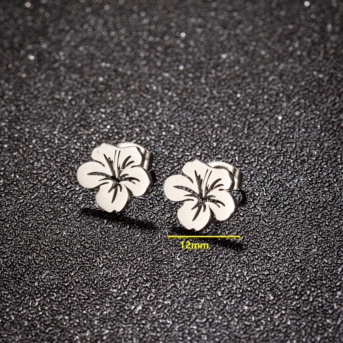 New Japan and South Korea new stainless steel women Hibiscus flower plant earrings personality all-match women petal earrings