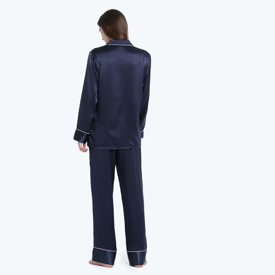 OEM High Quality Breathable 19mm Long Sleeve Pant Pajamas Silk For Couples Matching Pajamas For Couple
