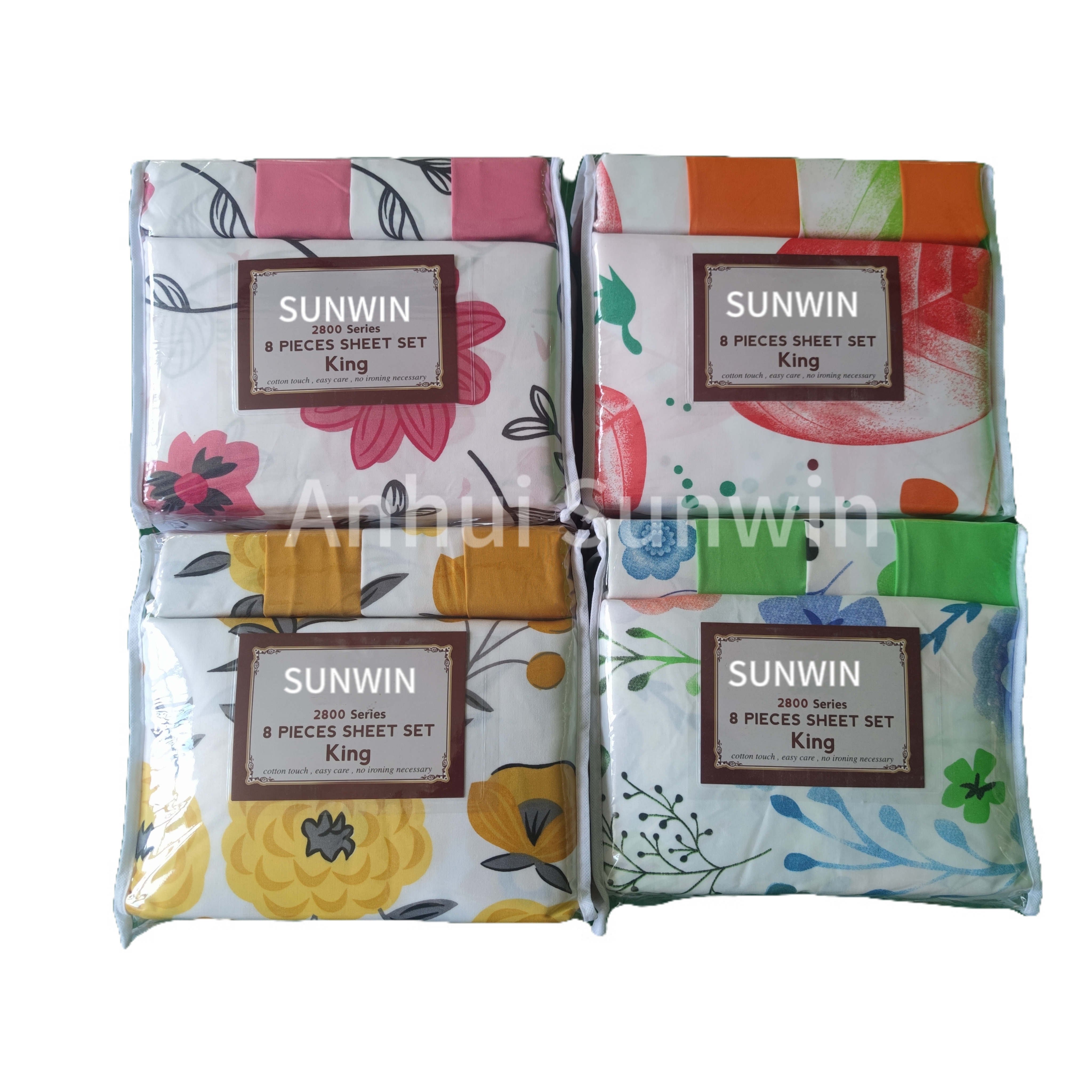 Wholesale 8Pieces bed sheet set with curtains Microfiber Polyester print design comforter set with matching curtains