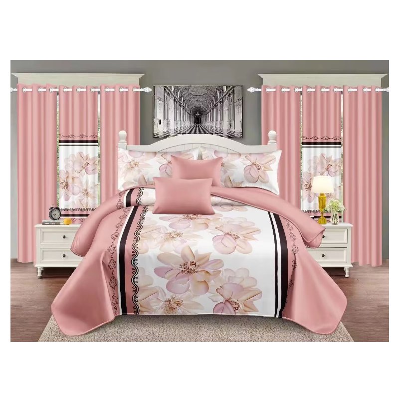 African Style 3D Printed King 10PCS Microfiber Flower and Curtain bedding Set