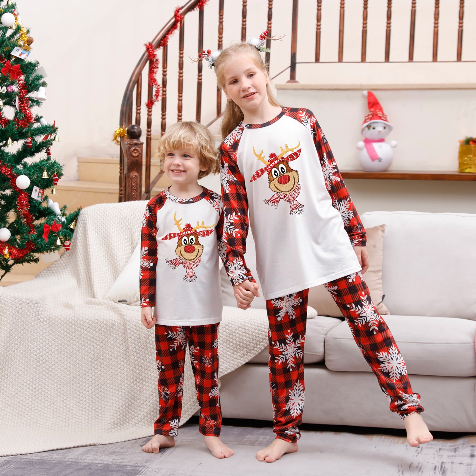 2024 New Year Red Green Striped Crutch Xmas Pyjamas Pjs Set Long Sleeve Family Matching Christmas Pajamas