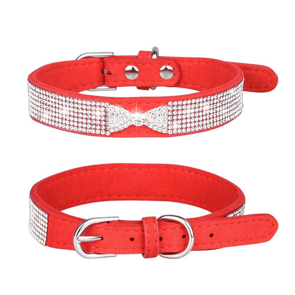 New Design Bowknot Bling Rhinestone xxs Dog Collar With Matching Dog lead