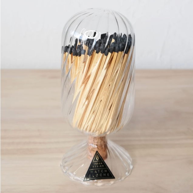 custom small helical fireplace match cloche glass