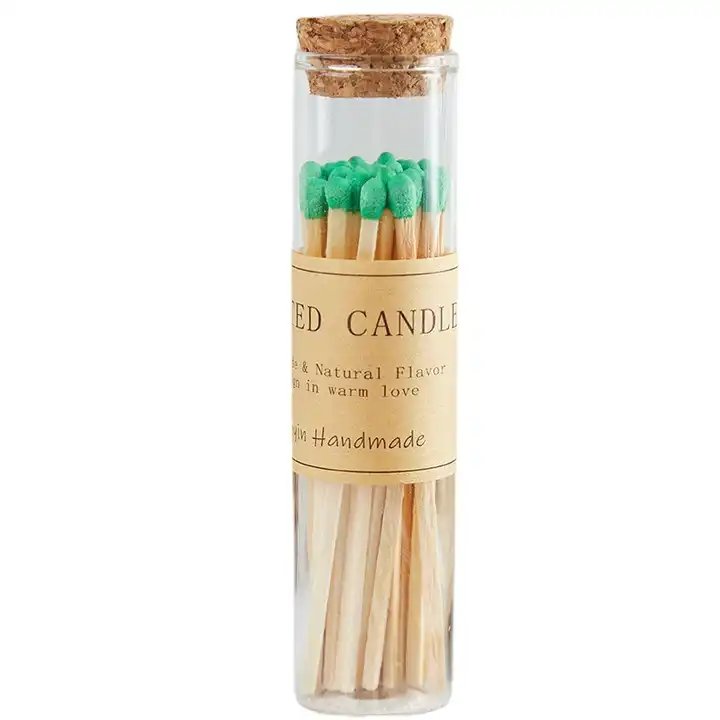 Custom Colorful Match Sticks In Glass Jar Bottle Matches Wooden Matchsticks In Bottle Candle Aromatherapy