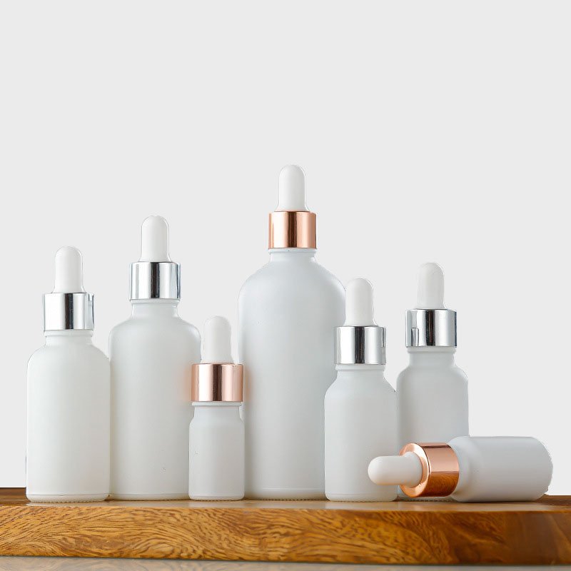 Hot Sale 30ml 50ml 100ml Matte White Essential Oil Glass Bottle with Matching Dropper 15ml 20ml Cosmetic Packaging Glass Bottle