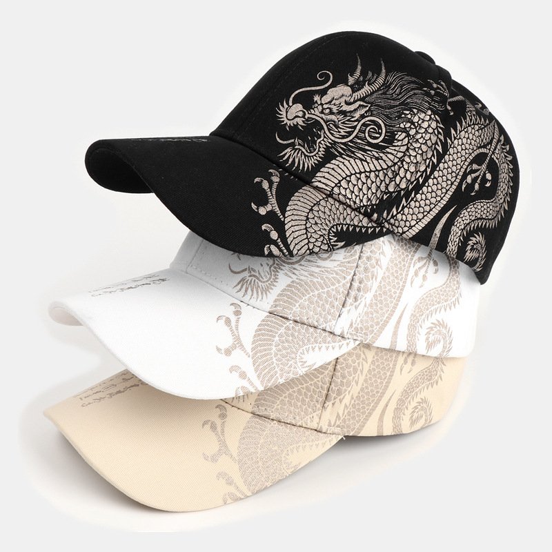 Unisex Chinese Dragon Baseball Cap Cool Hip Hop Skateboard Style All-Matching National Outdoor Fishing Cap Casual Applicable