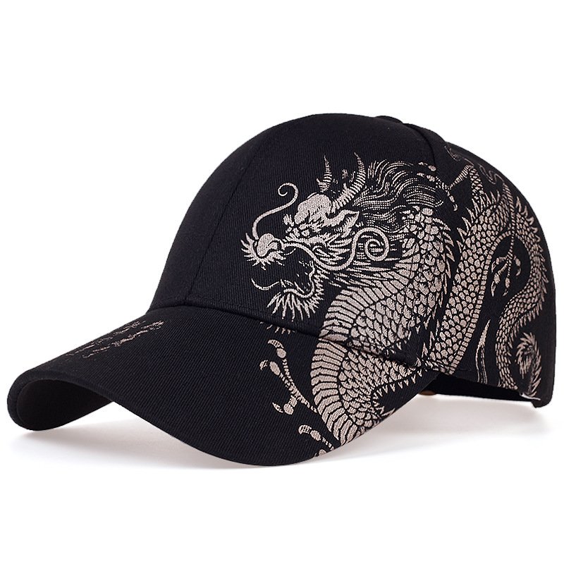 Unisex Chinese Dragon Baseball Cap Cool Hip Hop Skateboard Style All-Matching National Outdoor Fishing Cap Casual Applicable