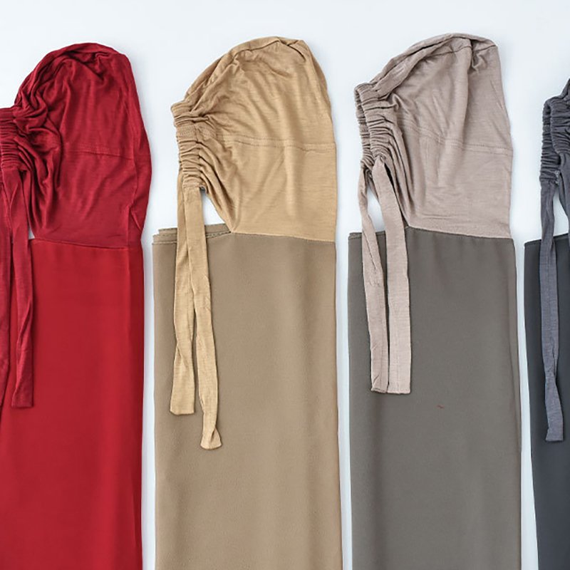 Solid Color Modal Cap Women's Hijab Set Long Ethnic Cotton Chiffon Matching Undercap Soft Viscose Rayon Instant Muslim Scarf