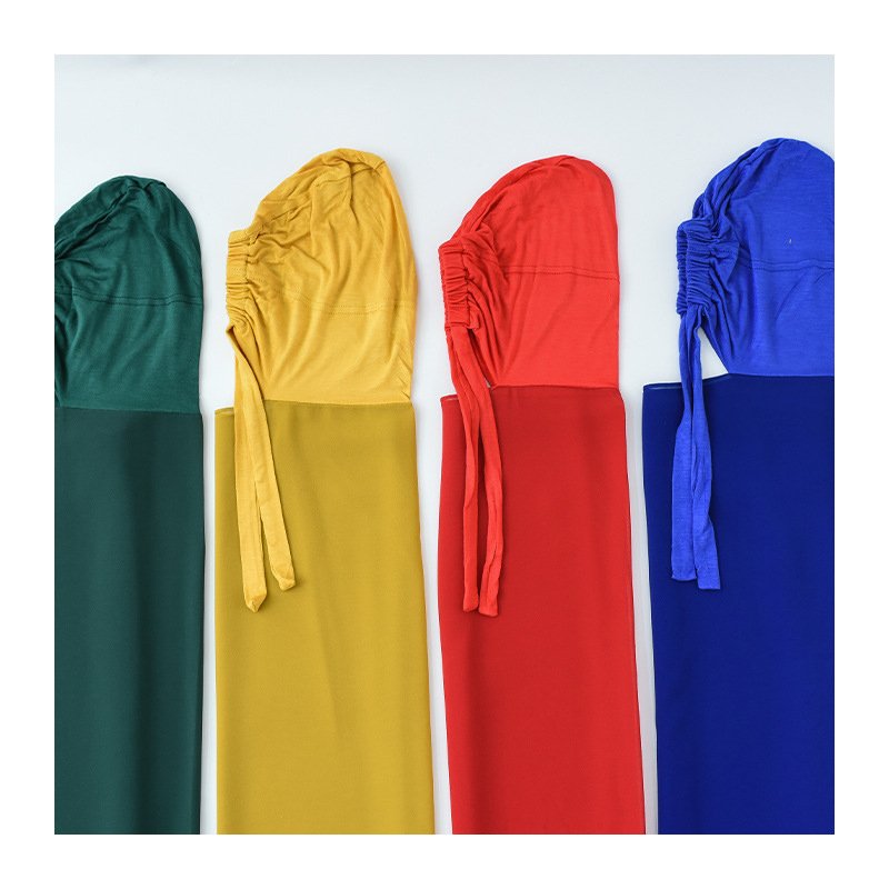 Solid Color Modal Cap Women's Hijab Set Long Ethnic Cotton Chiffon Matching Undercap Soft Viscose Rayon Instant Muslim Scarf