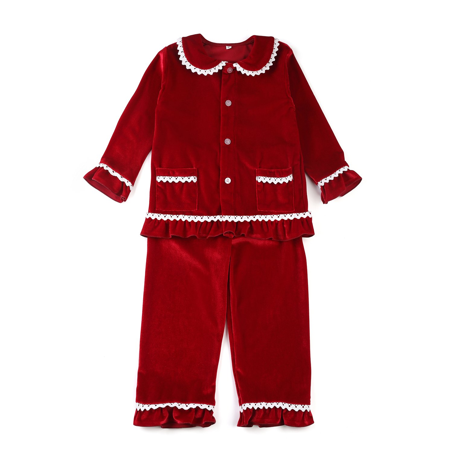 Matching Family NO MOQ Boutique Girls Clothing Green Velvet Fabric Pajama Sets Little Boys Christmas Pyjamas