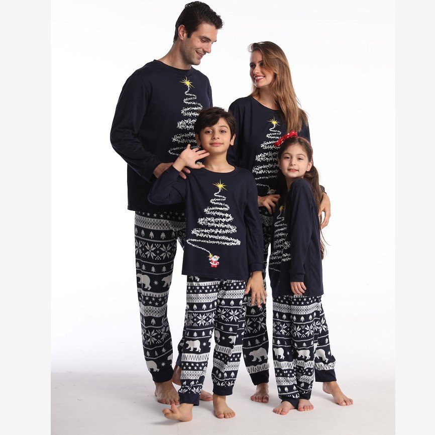PASUXI Wholesale 2023 Christmas Family Pajamas Sets Long Sleeve 49er Matching Women Children Christmas Clothing pjs