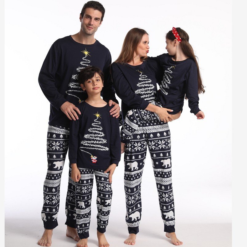 PASUXI Wholesale 2023 Christmas Family Pajamas Sets Long Sleeve 49er Matching Women Children Christmas Clothing pjs