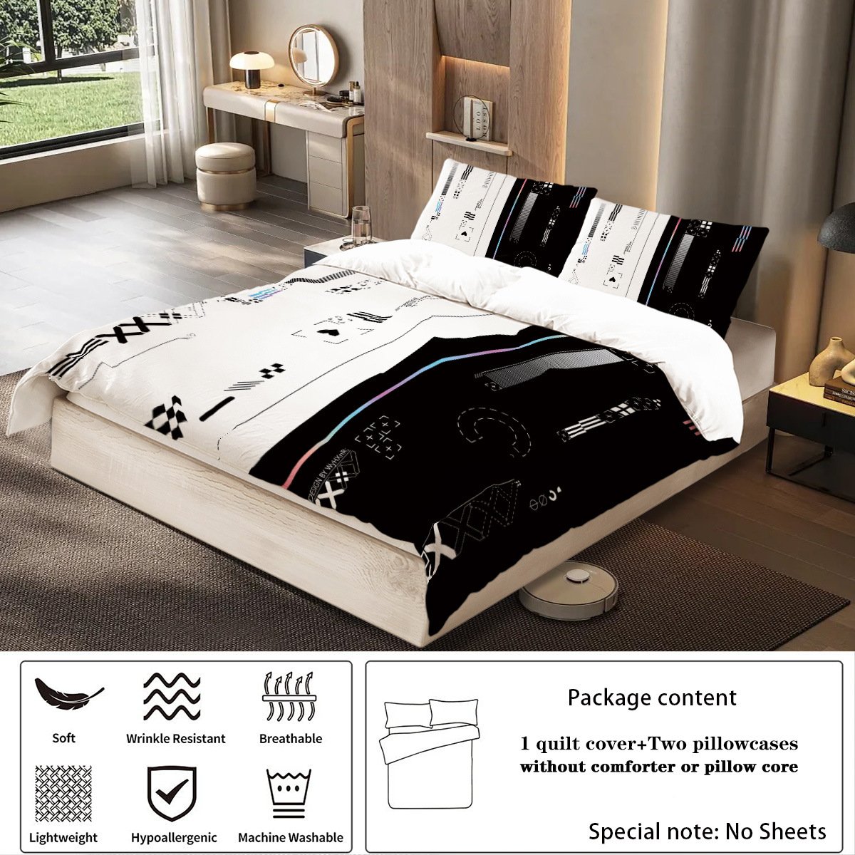 Factory wholesale bedding digital printing three-piece quilt cover pillowcase can be customized logo