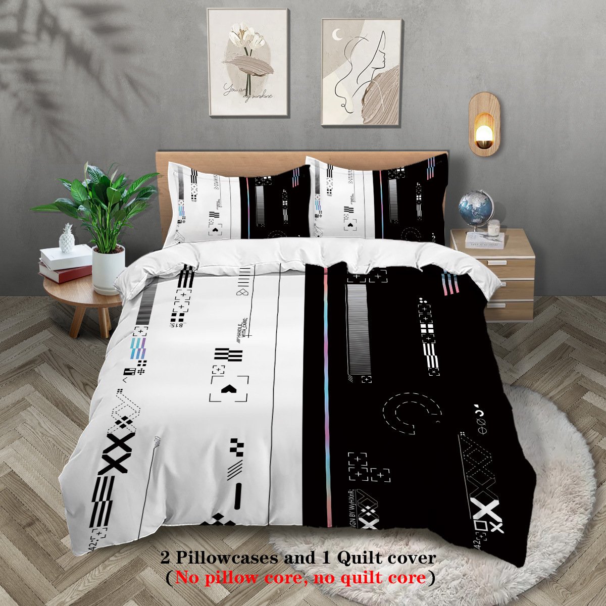 Factory wholesale bedding digital printing three-piece quilt cover pillowcase can be customized logo