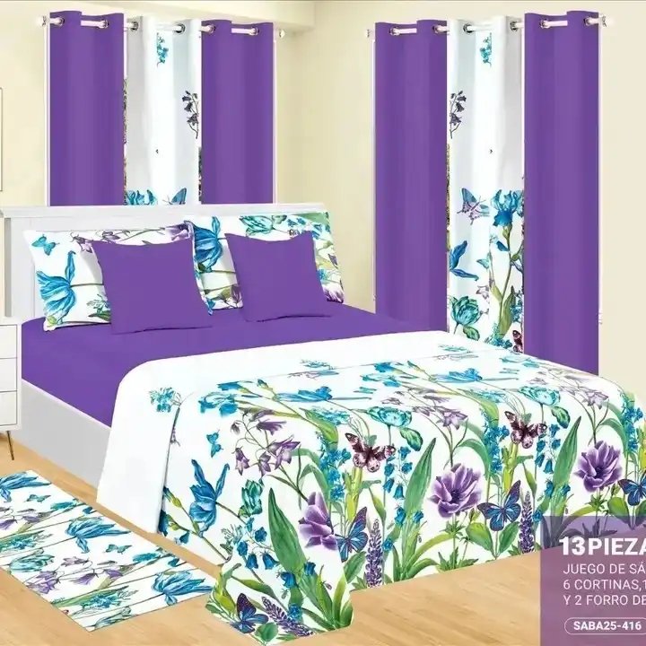 fashion new red wedding flower 13pcs bedding set with matching curtains custom made