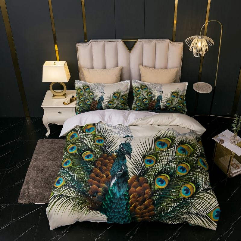 Printed microfiber bedding set Comforter set with matching curtains Cheap price room set