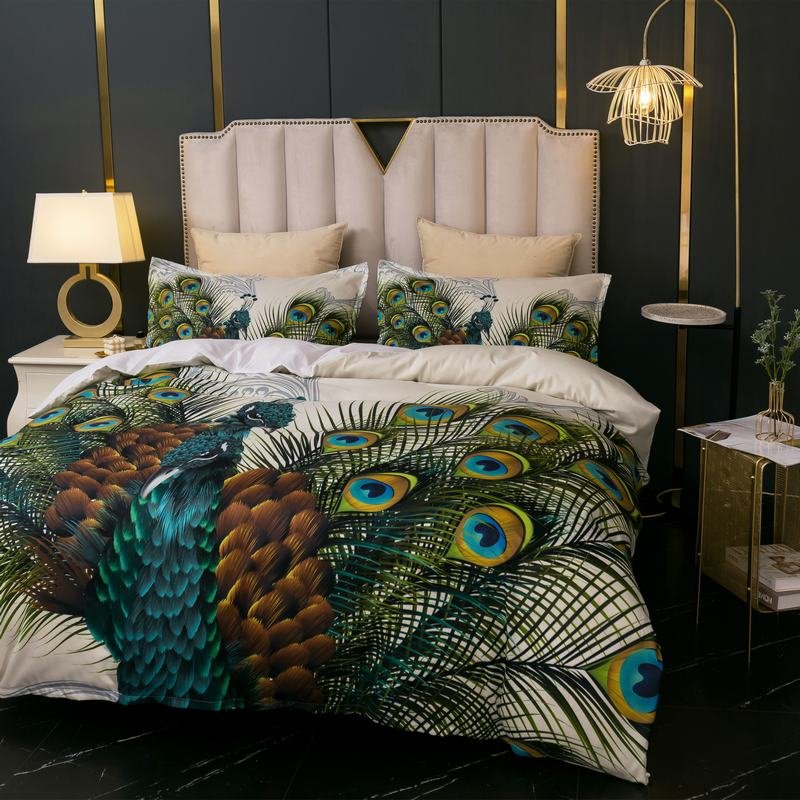 Printed microfiber bedding set Comforter set with matching curtains Cheap price room set
